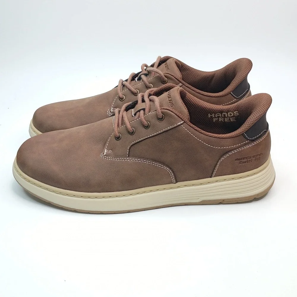 Skechers Swift Fit Hands Free Slip-ins Men Size 10 Brown Synthetic Leather